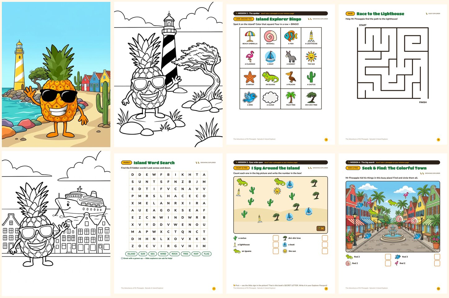 Eight real pages from Island Explorer