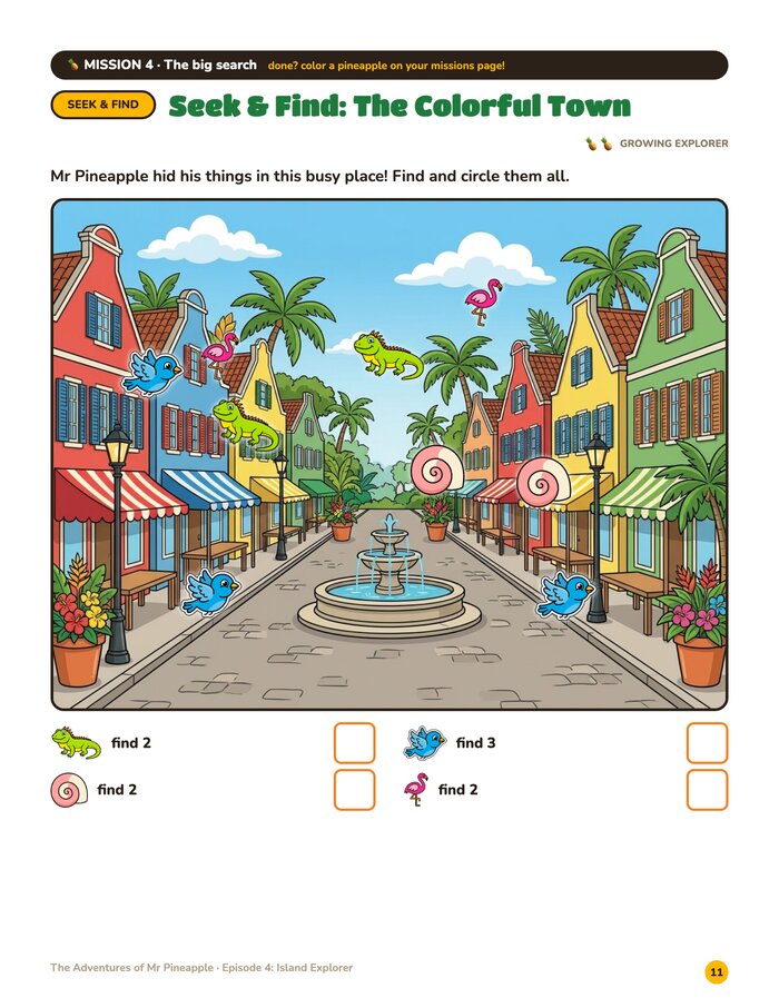 Scavenger hunt page from Island Explorer